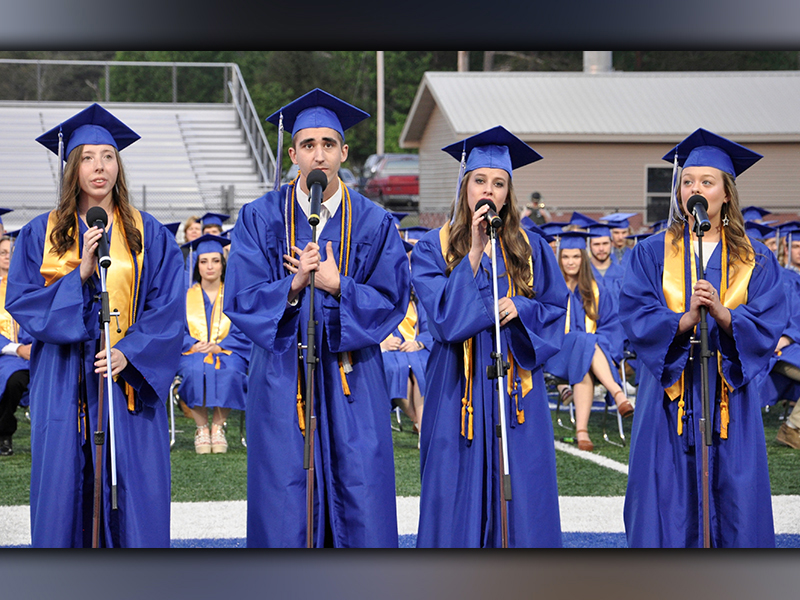 Performing “My Wish” during Fannin County High School’s graduation are Shelby Belt, Jordan Ensley, Liberty Giet and Allison Nuckolls, from left.