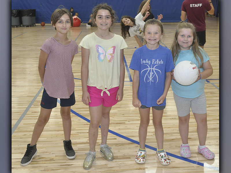 The Fannin County Recreation Center hosted Summer Camp Wednesday, June 9. Shown playing volleyball are, from left, Maddie Wiggins, Jordie Hennessey, Sophie Price and Lucy Mathis.