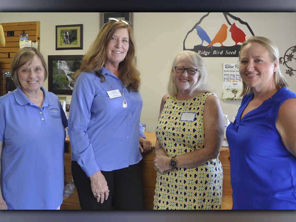 The Fannin County Chamber of Commerce held their Business After Hours event Tuesday, August 24, at the Blue Ridge Bird Seed Company. Shown are, from left, Jan Hackett, Jode Mull, Penny Ayers and store owner Jamie Davis. 