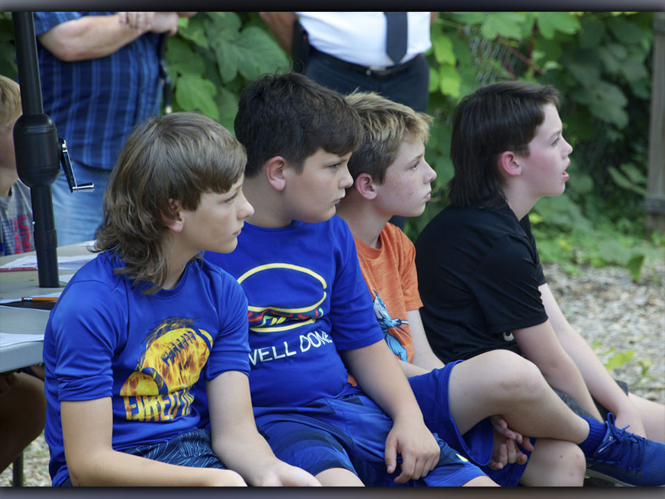 Blue Ridge Elementary School fifth grade students Chance Headrick, Brantley Merrill, Tristan Bernier and Peyton Anderson, from left, listen attentively during a special Flag Etiquette class given by the North Georgia Honor Guard.