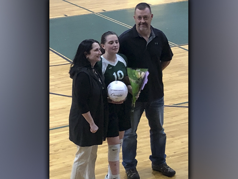 Mountain Area Christian Academy recently recognized their senior volleyball players on senior night Thursday, September 23. MACA senior Lacey Tipton is shown with her parents Mitchell and Dana Tipton.