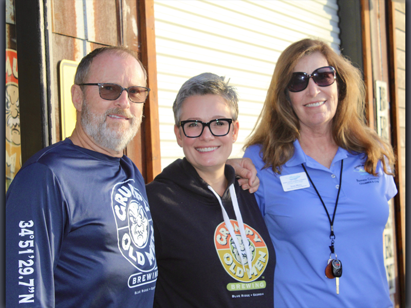 The Fannin County Chamber of Commerce Business After Hours event was held Tuesday, October 19, at Grumpy Old Men Brewing. Shown are, from left, owners Jeff and Kristie Young and chamber Director of Tourism Services & Product Development Jode Mull.