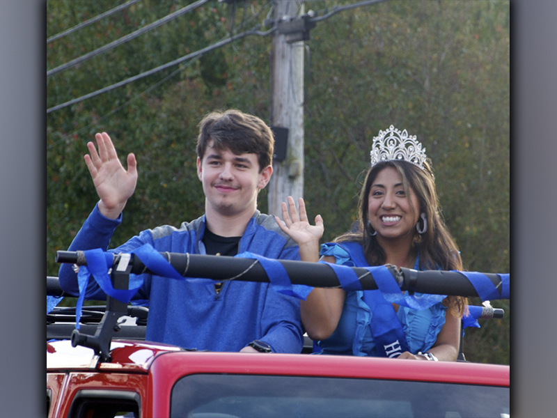 Reigning 2020 Fannin County High School Homecoming King Tommy Ledford and Queen Samantha Rosas wave to a crowd during a Homecoming Parade Thursday, October 21, to get the community excited for the homecoming game.