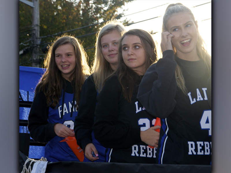Fannin County High School Lady Rebel basketball players Macy Hawkins, Emma Holloway, Riley Reeves and Ellie Cook, from left, were all smiles during the high school’s Homecoming Parade Thursday, October 21.