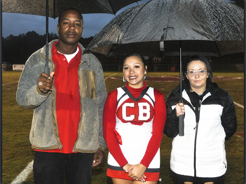 Cheerleading senior Aliah Lunsford was recognized during Copper Basin’s senior night ceremony Friday, October 29. Lunsford was recognized with her parents Jennifer Lunsford and Michael Barber.