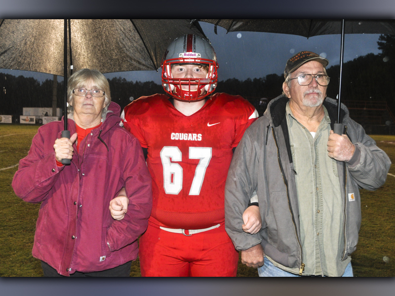 Tucker Shroth was one of the 16 golf, band, cheer and football seniors honored during Copper Basin’s last home football game Friday, October 29. Shroth was honored with his grandparents Tim and Vicki Pack.