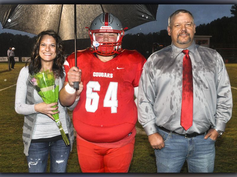 Copper Basin football senior Brock Whitaker was recognized during the Cougars last home football game of the season Friday, October 29. Whitaker was recognized with his parents Manda Mathews and Chad Whitaker.