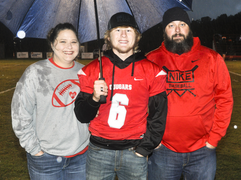Copper Basin football senior Eli White was recognized with the other football, band, cheer and golf seniors at Copper Basin’s senior night ceremony Friday, October 29. White is shown with his parents Ray and Carrie White.