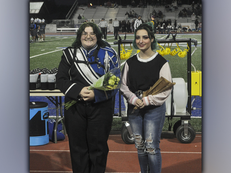 Z DeYoung was recognized with the other band seniors during Fannin County High School’s senior night ceremony Friday, November 5. Young, left, is shown with Kylee Cornelius.