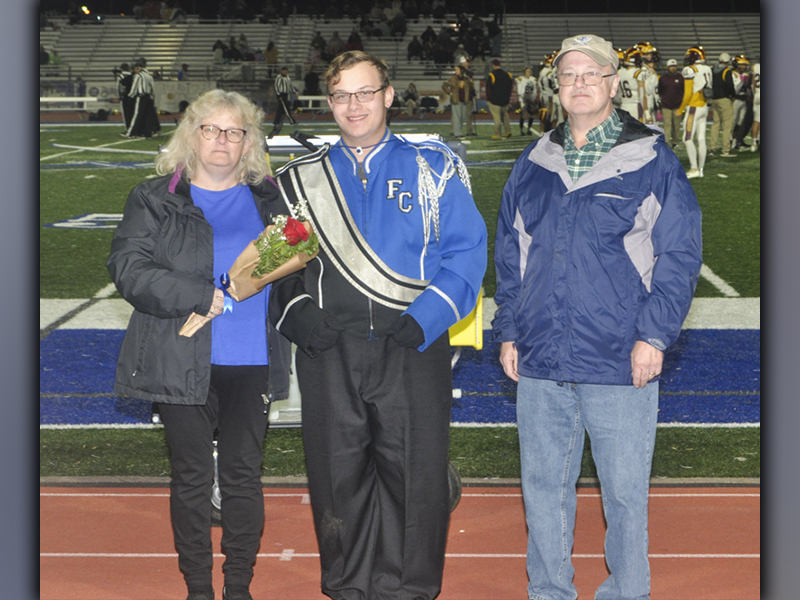 Fannin County High School band senior Tanner Hamby was recognized along with the other band seniors Friday, November 5, at Fannin’s last home football game of the regular season. Hamby was escorted by his parents Michelle and Ed Hamby.