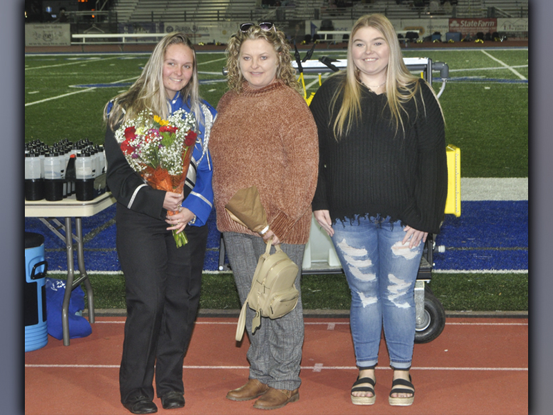 Fannin County High School band senior Aerial McKinney was recognized along with the other band seniors Friday, November 5, at Fannin’s home football game. Among well wishers with McKinney include Tammy Lowery and Jersey Lowery.