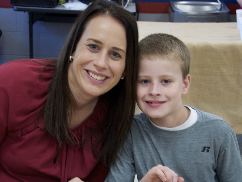 Sarah and Aiden Owensby enjoy a Thanksgiving lunch together at Blue Ridge Elementary School Wednesday, November 17.