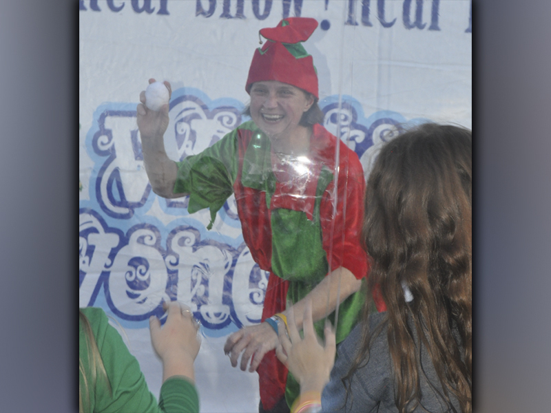 Pam Patterson was one of Santa’s helpers during the Winter Wonderland event held at the Fannin County Recreation Center Friday, December 3. Patterson was in a giant snow globe and interacted with kids.