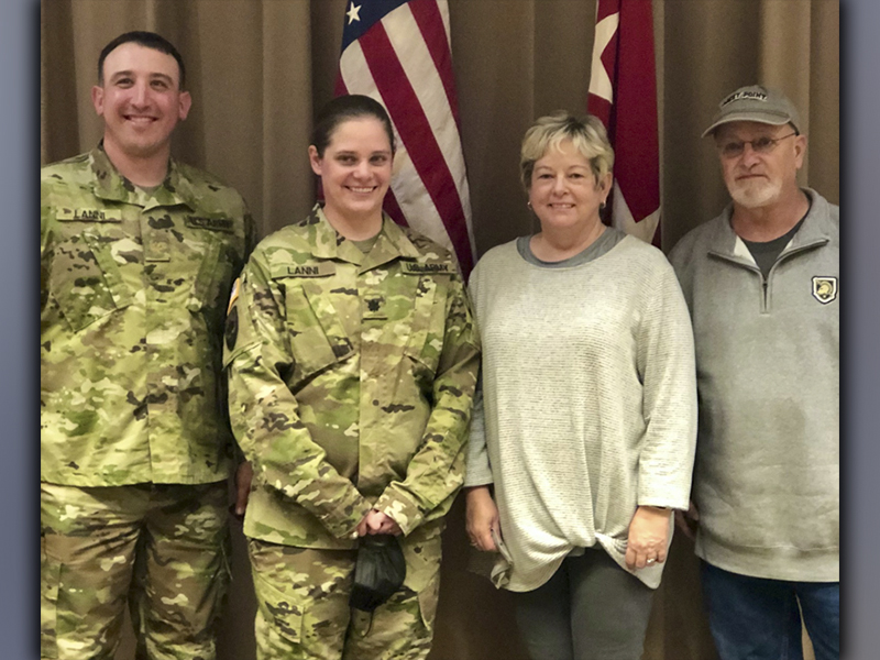 Lieutenant Colonel Abby Lanni is shown with her family, from left, husband Steve, and parents Julie and Terry Arp following her promotion ceremony November 23.