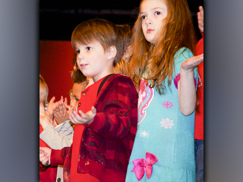 Alvin Barnes and Lillian York help spread some Christmas cheer during West Fannin Elementary School’s White Christmas performance at the high school’s Performing Arts Center Thursday, December 16.
