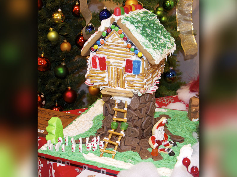 “Kay’s Treehouse” by Katherine Ludwig took first place in the elementary school grades one through three category for Light Up Blue Ridge’s annual Gingerbread House Contest. A full display of gingerbread creations fill an entire gallery in The Art Center.
