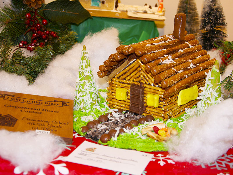 Elementary school student Deacon Billups took first place with his “Deacon’s Dream Cabin” submission in the elementary grades fourth through fifth category of the Light Up Blue Ridge annual Gingerbread House Contest.