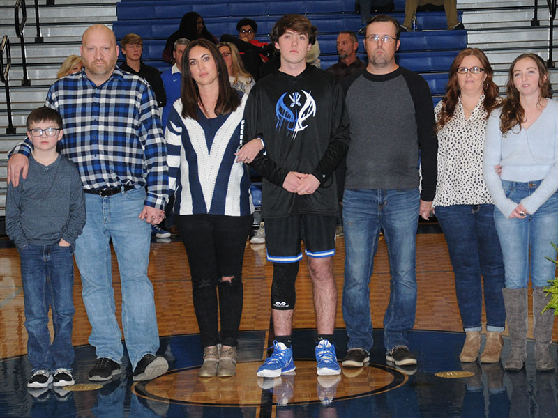 Jordan Bennett, a four-year Fannin County Rebel and member of the varsity basketball team for three, was among the seniors honored Friday night, January 7, at the Fannin County High School gym. He was escorted by  Reagan Young, Erik Bennett, Alison Bennett, Ashley Sparks, Caleb Sparks and Zander Sparks.