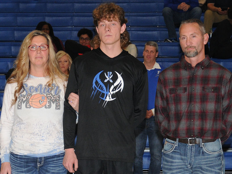 Kaleb Green has played for the Fannin County High School Rebels basketball team a total of four years, three of those on the varsity squad. He was one of the trio of seniors from the boys squad honored during Senior Night Friday, January 7, at Fannin County High School. He was escorted by his parents, Kelley and Chad Green. 