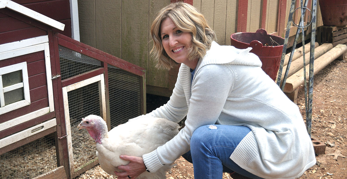 Shown is Jennifer Criteser with Haven, a rescue turkey who was “owner surrendered” to be in a better environment.