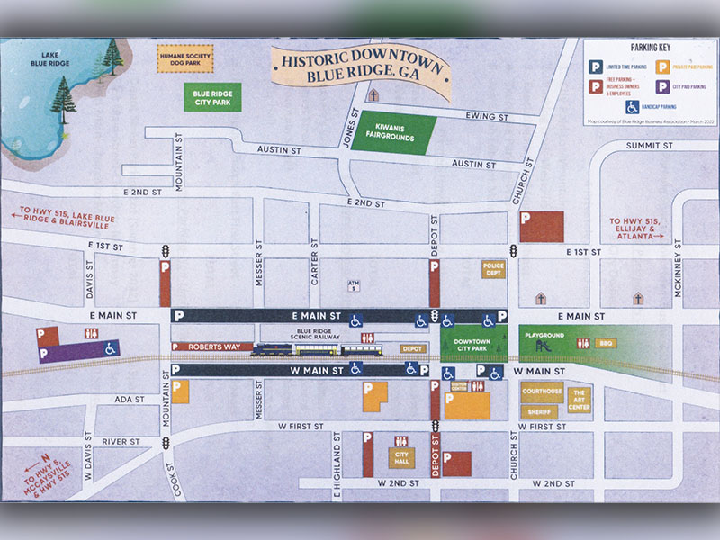 This map identifies available parking within the Central Business District.