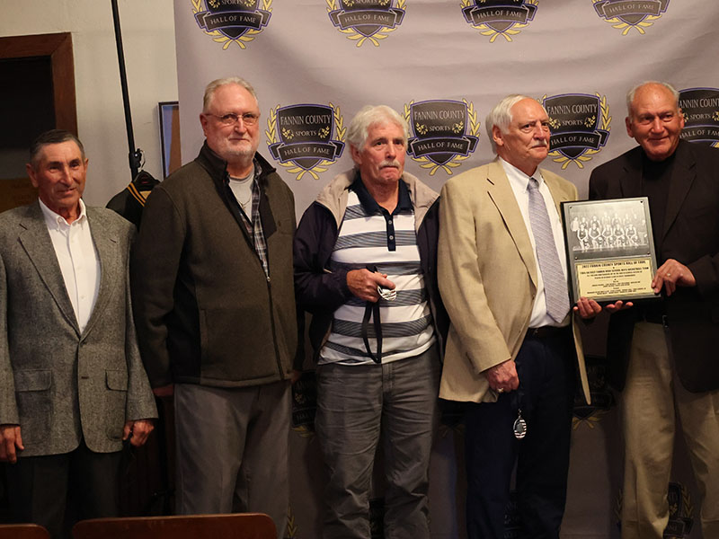 The East Fannin 1965 to 1966 boys team members were presented with medals as a token of induction into the Fannin County Sports Hall of Fame April 9. 