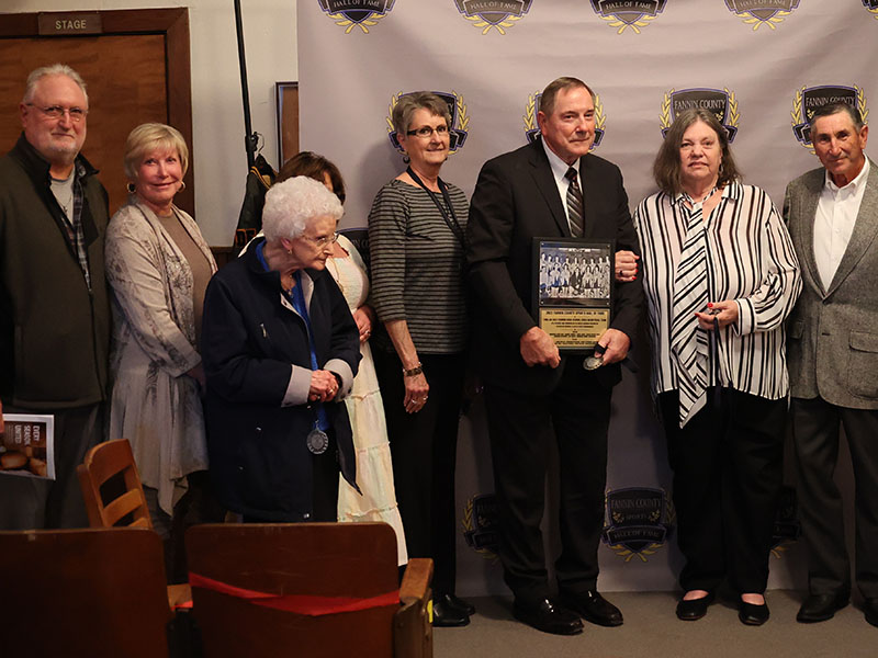 The members of the 1965-66 East Fannin girls basketball team were presented with medals as a token of induction into the Fannin County Sports Hall of Fame. 