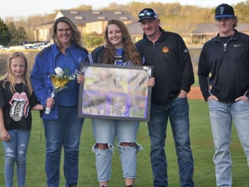 Senior manager Kaylie Kendall was escorted by her parents, Jill and Donnie Kendall, her brother, Chandler, and her sister, Katelyn
