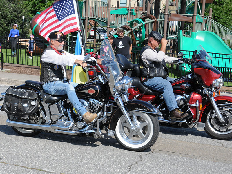Members of the Combat Veterans Motorcycle Association showed their patriotism during the parade held July 4 in Blue Ridge. Following the event, they moved on to the Independence Day Ceremony at Veterans Memorial Park.