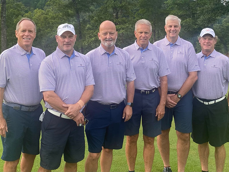 The Old Toccoa Farm Men’s Association sponsored the cookout lunch at the Special Olympics Golf Event Tuesday, July 19 at Old Toccoa Farm. Shown are, from left, Craig Hartman, Jeff Lake, Glendon Smith, Scott Belcher, Criag Anderson and Steve Demboski.