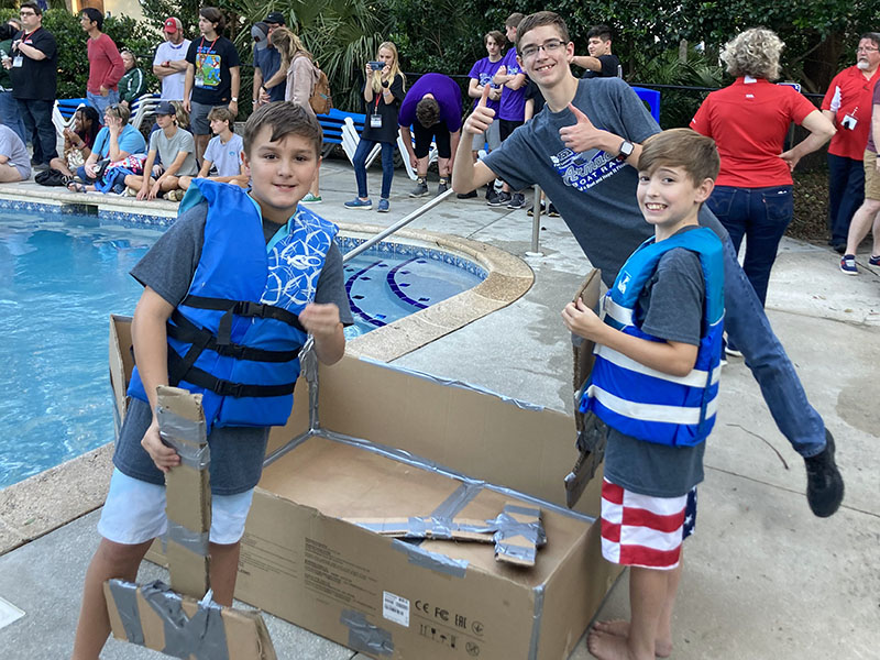 The Fannin County High School and Fannin County Middle School Technology Student Association members are back from a successful trip to Jekyll Island for the TSA Fall Conference. Shown are members of the middle school cardboard boat team, from left,  Mahlon Lunsford, James Burrell and Will Hood.