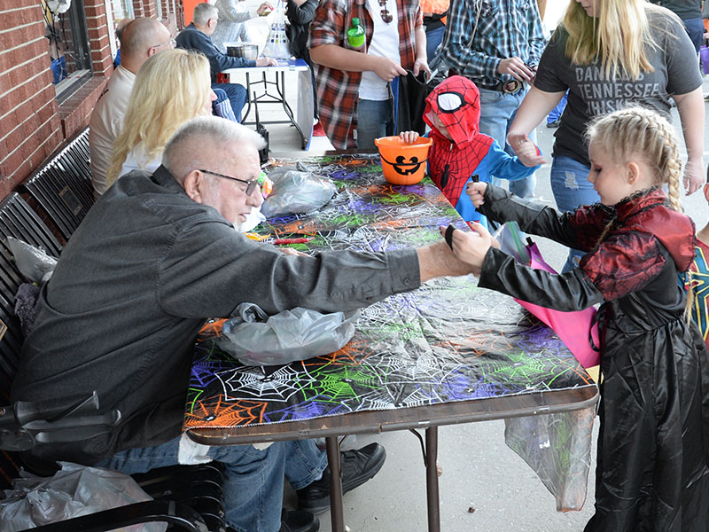 McCaysville Mayor Thomas Seabolt was on hand passing out candy during the Halloween Safe Zone.