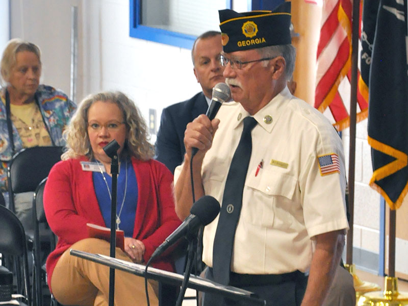 Bill Stodghill, commander of the North Georgia Honor Guard, spoke to students during East Fannin Elementary’s Veteran’s Day Program November 9.