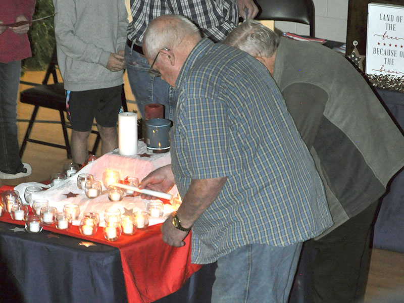 This US military veteran is shown during the candle lighting service at West Fannin Elementary School’s Veteran’s Day Program.