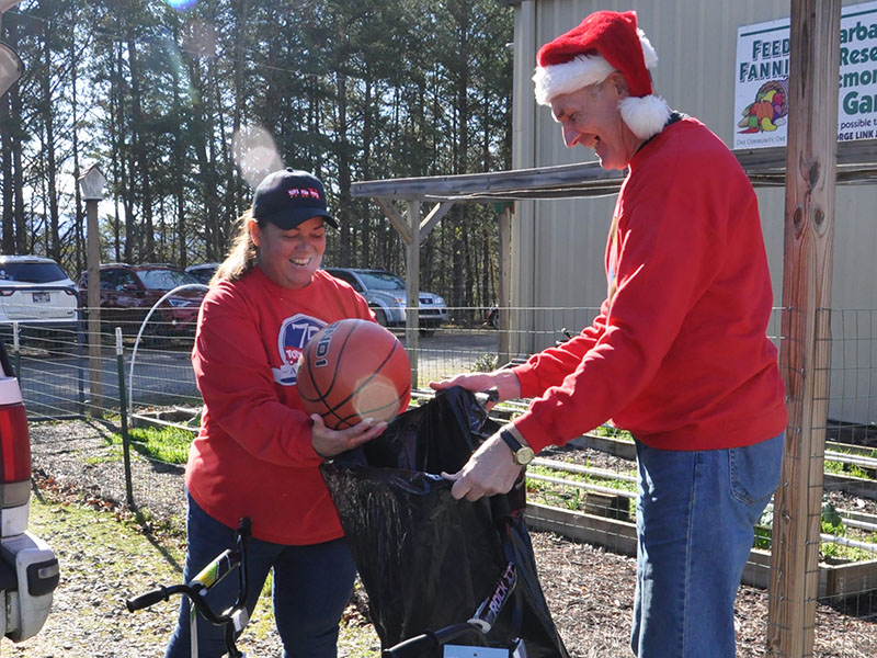 The Toys for Tots annual Christmas toy distribution was held Friday, December 16, and Saturday, December 17, at Fannin County Family Connection in Blue Ridge. Toys for Tots Coordinator Cheryl Jordan and Ian Guttridge were two of the many volunteers who helped pass out the thousands of toys donated this year.