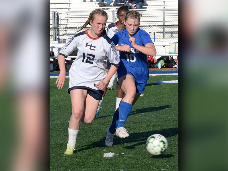 Fannin’s Shaylee Jones makes a defensive play in Friday night’s home game. The Lady Rebels took the region victory with a 5-0 win over Haralson. 