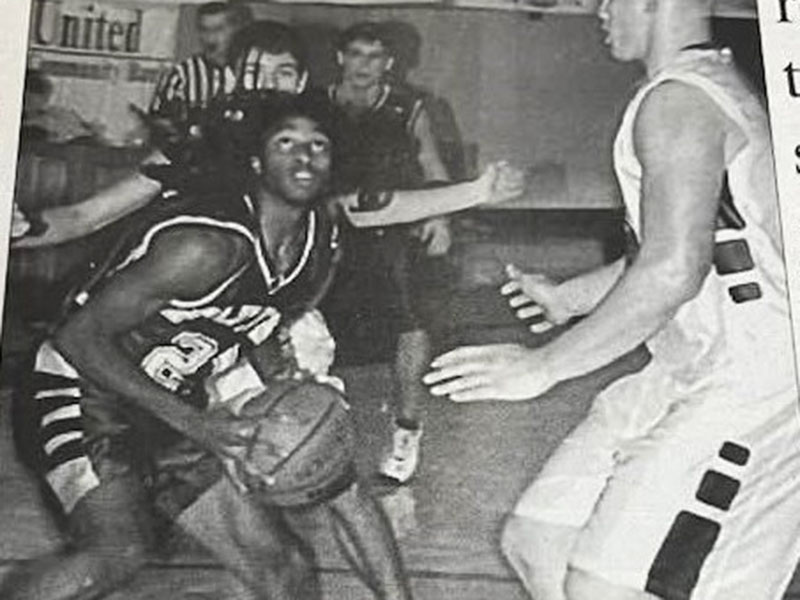 Allen looks for a shot during a basketball game at Fannin County High School during his high school career. 