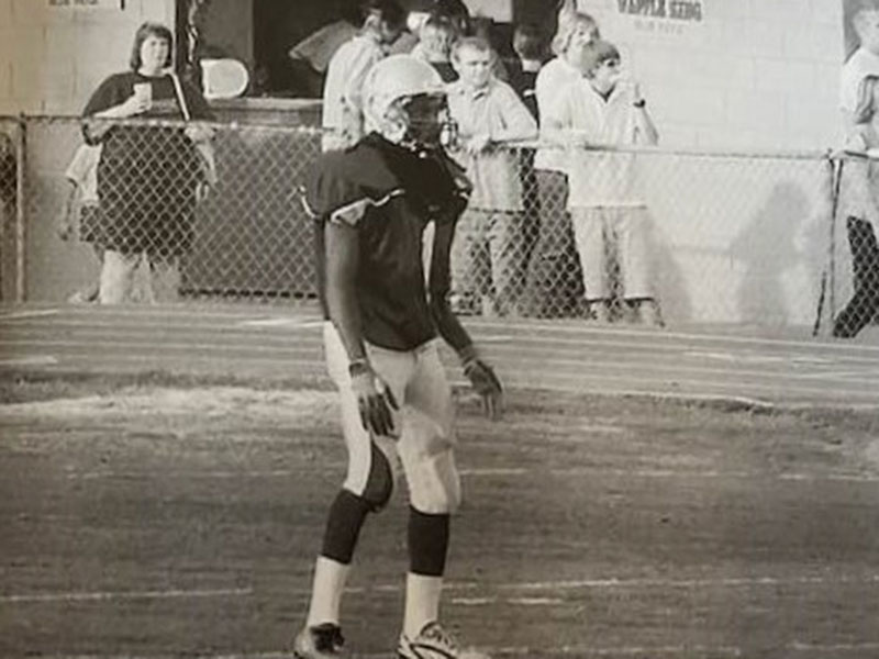 Allen gets ready for kickoff in a Fannin football game during his high school athletic career. 