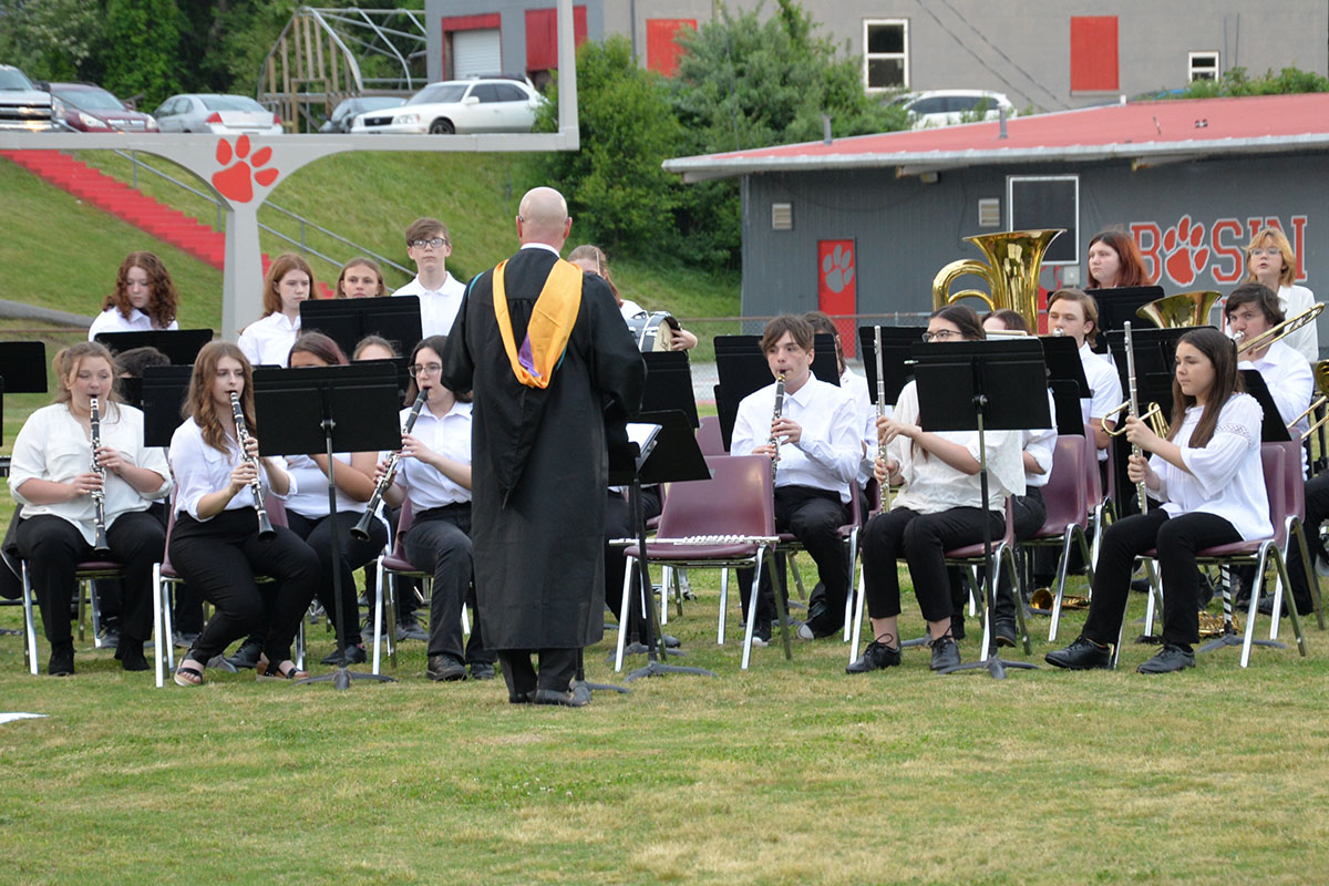 The Copper Basin High School band performed during the graduation ceremony Thursday night, May 18, on the high school football field. The stands were packed with family and friends celebrating the occasion.