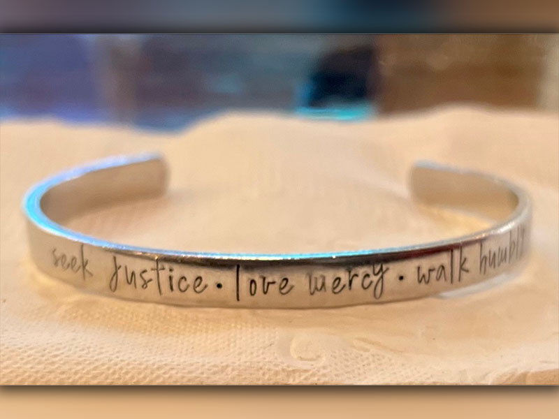 Alison Sosebee wears this bracelet every day as a good reminder to always do the right thing.