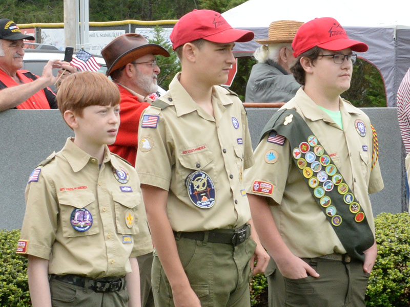 Boy Scouts from Troop 32 in Epworth were on hand Memorial Day From left are Clay Dillard, Maddix Trantham and Roy Green.