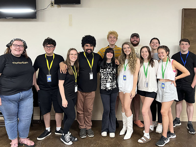 Among the Sunny D camp veterans returned to help with this year’s productions are, from left, front, Edie Walls, Louis Walls, Avery Britt, Cameron Walls, Jess Westcott, Lindsey Doss, Shelby Belt, and Allison Nuckolls; and, back, Lain Walls, Zachary Nelson, Kristyn Batson, and Michael Crews.