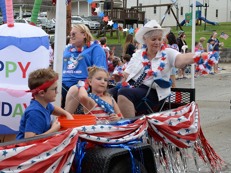 Parade goers were treated to candy from many floats.
