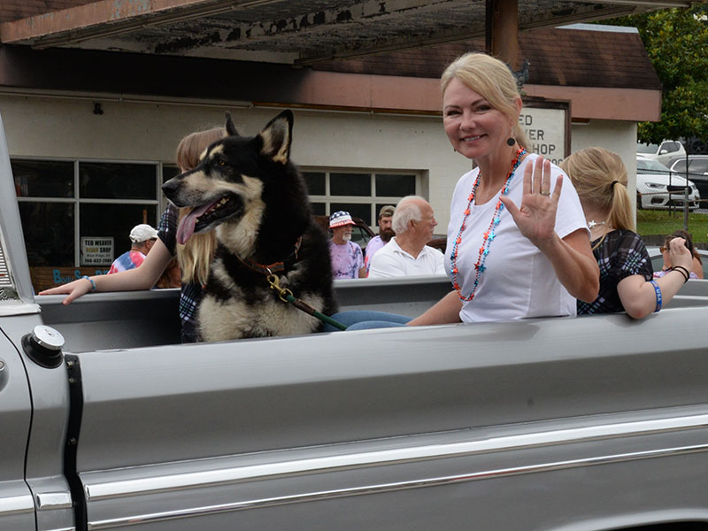 Blue Ridge Mayor Rhonda Haight and her special friend enjoyed the Saturday parade.