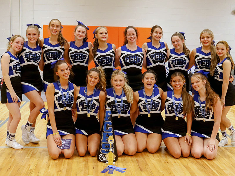 The FCHS cheer team traveled to Clemson this summer where they earned blue ribbons on all of their evaluations. The squad will also be entering competition cheer this season and they are eager to compete. Shown are, from left, back row, Lexie Cook, Makya Watson, Keira Cook, Charity Partin, Kyla Stillwell, Katie Woods, Kylah Imhoff, Harper Foster, Baylei Todd and Cheyenne Hasker; and front row, Ana Kaylor, Ava DeCola, Katherine Tamberino, Sydney Chancey, Estrella Kreais and Olivia Ray.