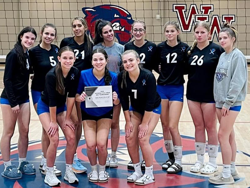 The Lady Rebels Volleyball team competed in the Red Rally tournament where they earned a Runner-Up finish. Shown are, from left, front row, Kaylie Davenport, Maddie Pelfrey and Maggie Ledford; and back row, Bailee Stiles, Lexi Gravely, Peyton Slone, Rylee King, Karis McIver, Keslie Kea, Kendall Clore and Cali Tuggle. 