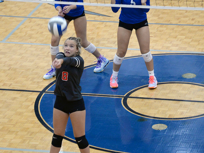Kendra Deal concentrates on a shot for the Lady Cougars volleyball team earlier this season.