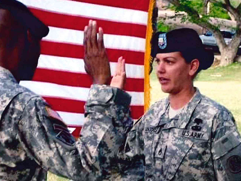 Lonsdale-Nester is shown as she takes her oath as a drill sergeant in 2006. She would remain in the position until 2008.