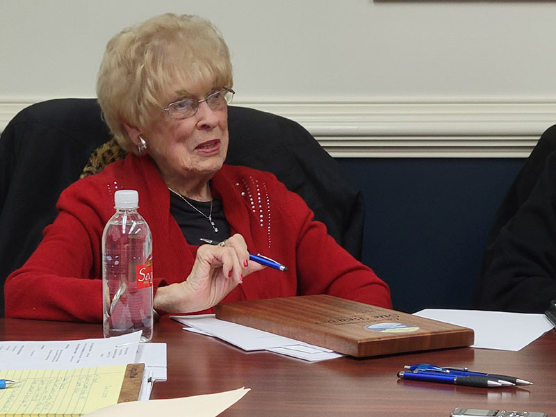 Sue Beaver is shown at the December 12 meeting of the McCaysville City Council as she completed her second, four-year term. She decided earlier this year she would not seek re-election