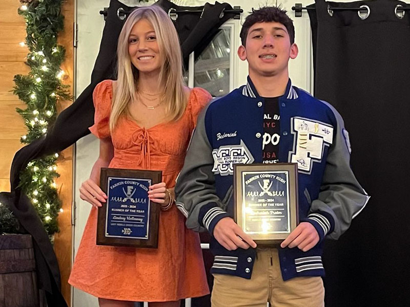 Runners of the Year on the cross country team were Lindsey Holloway, left, and  Zechariah Prater.